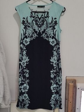 Apt. 9 Mint & Black Floral Cap-Sleeve Sheath Dress